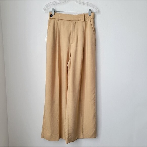ZARA Masculine Wid Leg Trousers Slacks Sand Tan Size Small - Picture 2 of 13